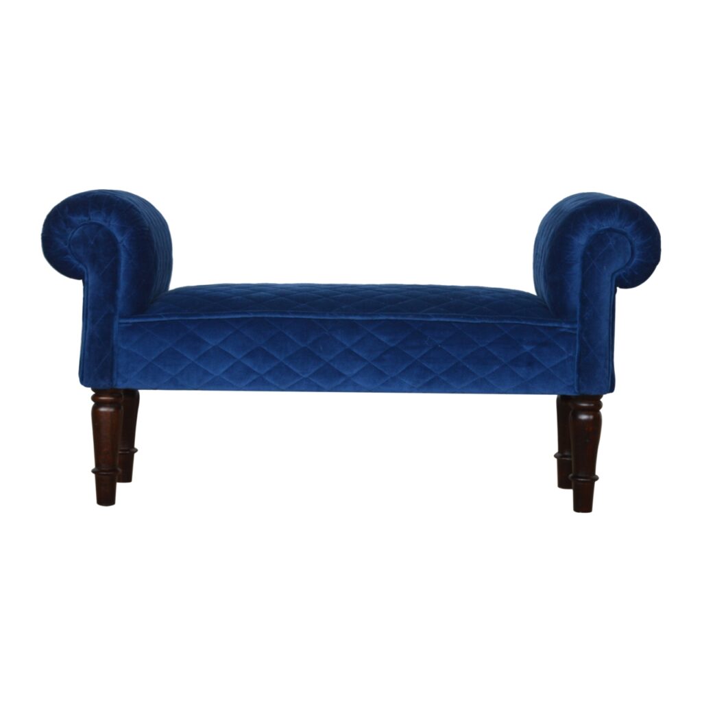 Canada Royal Blue Quilted Velvet Bench Suppliers