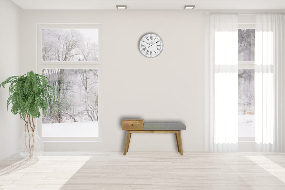 Canada Grey Tweed Bench with 1 Drawer Suppliers