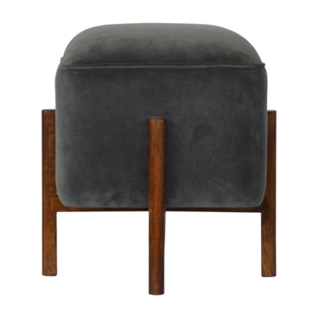 Canada Solid Wood Grey Velvet Footstool Suppliers