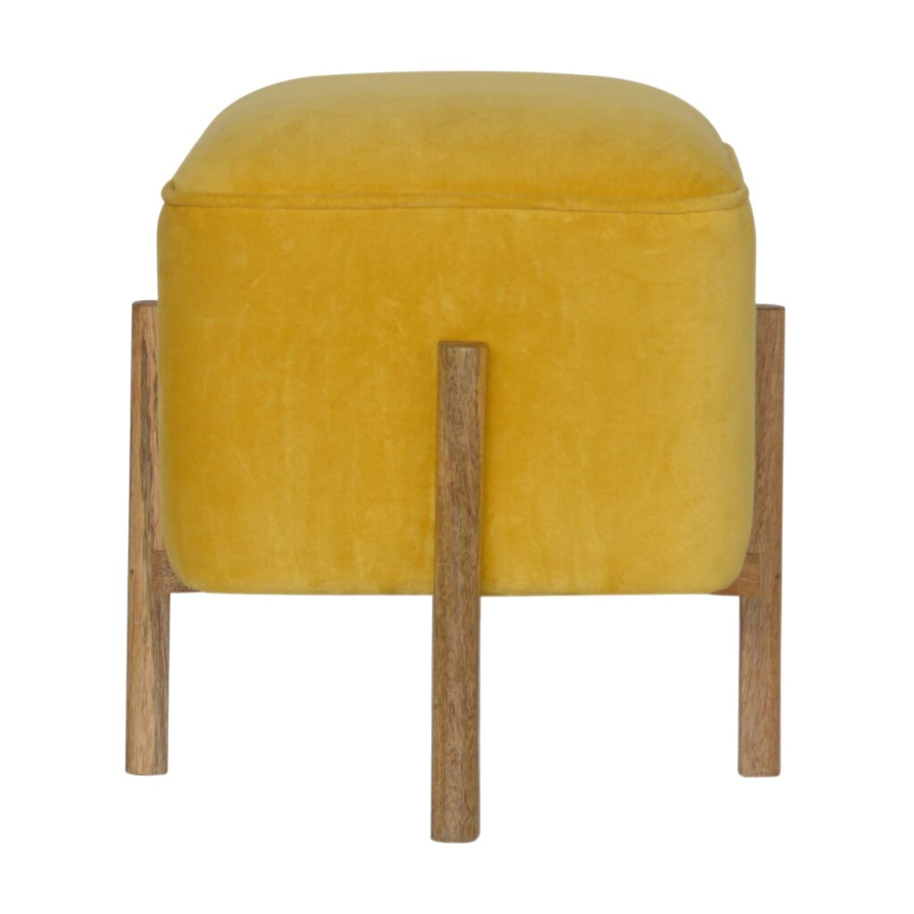 Canada Mustard Velvet Solid Footstool Suppliers