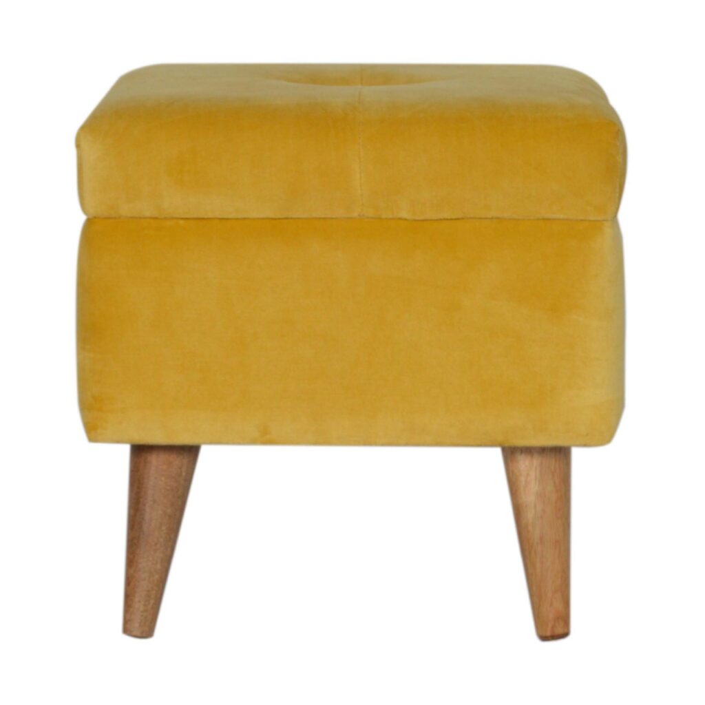 Canada Mustard Velvet Storage Footstool Suppliers
