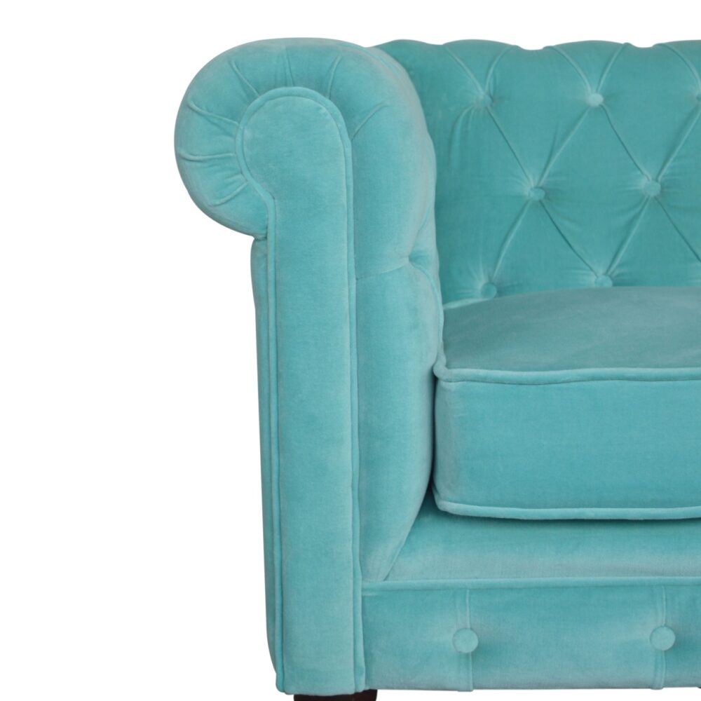 Aqua Velvet Chesterfield Sofa for reselling