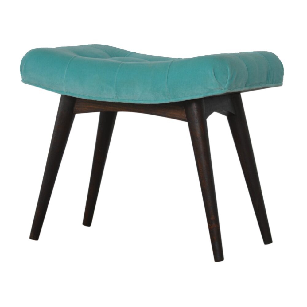 Aqua Cotton Velvet Curved Bench dropshipping