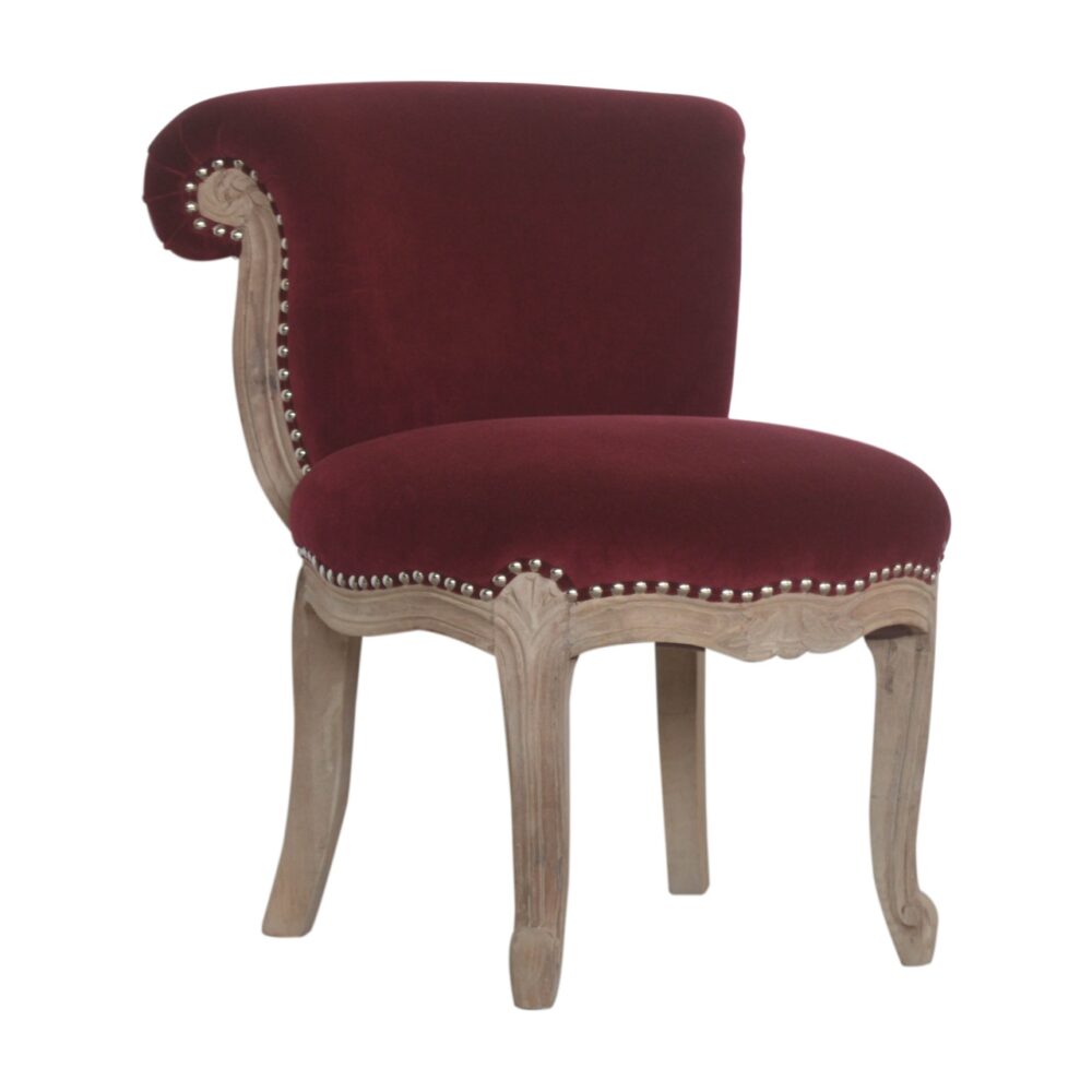 Wine Red Velvet Studded Chair - Image 2