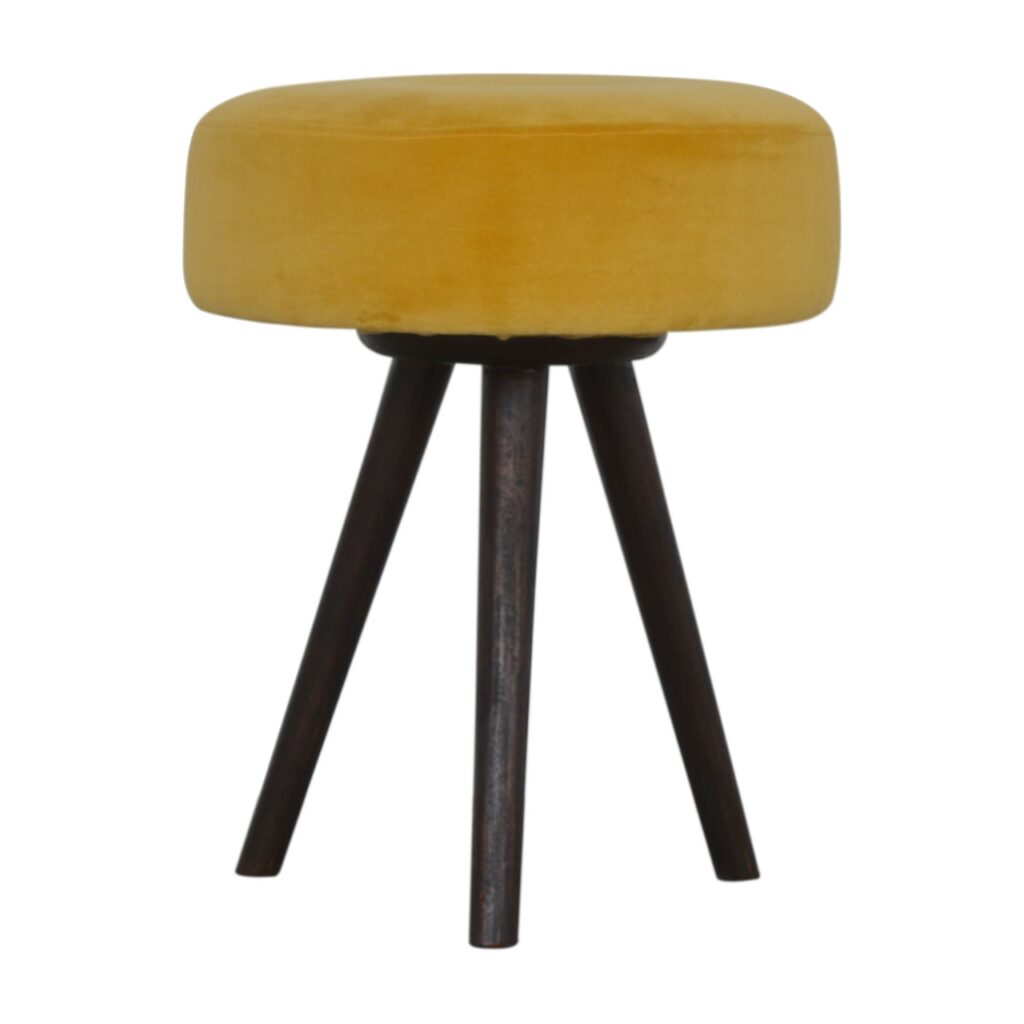 Canada Mustard Velvet Tripod Footstool Suppliers