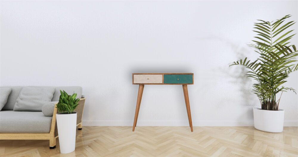 Acadia Teal and White Console Table - Image 10