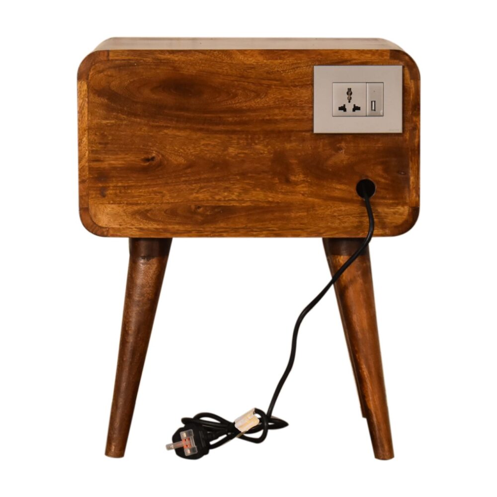 bulk Curved Chestnut Bedside with Cable Access for resale