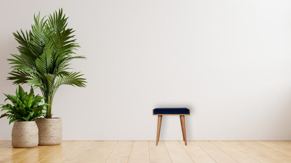 Canada Royal Blue Velvet Tray Footstool Suppliers