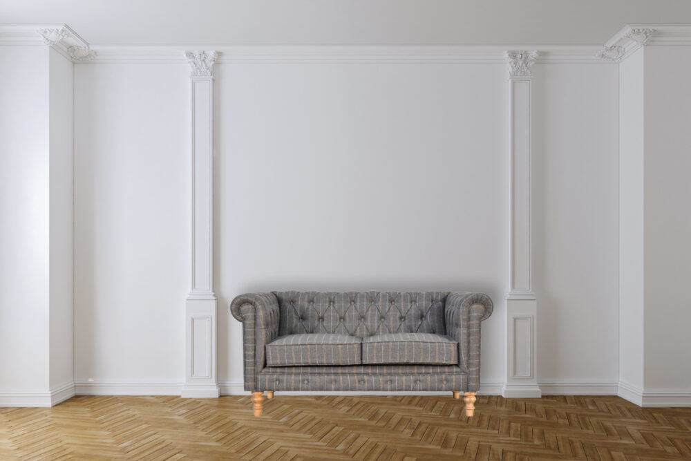 Canada Pewter Tweed 2 Seat Chesterfield Suppliers
