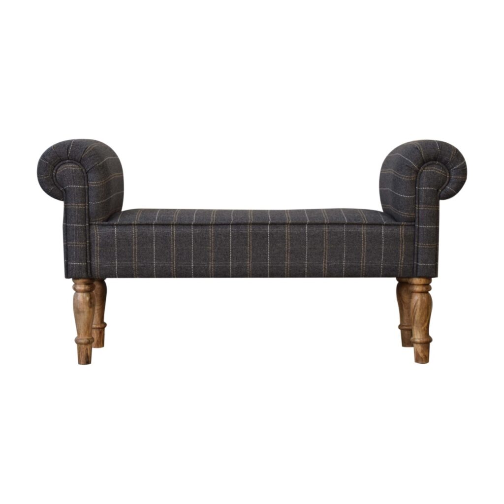 Canada Pewter Tweed Turned Bedroom Bench Suppliers