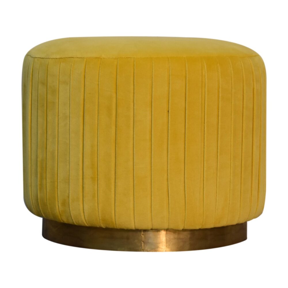 Canada Mustard Velvet Pleated Footstool Suppliers