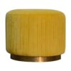 Canada Mustard Velvet Pleated Footstool Suppliers