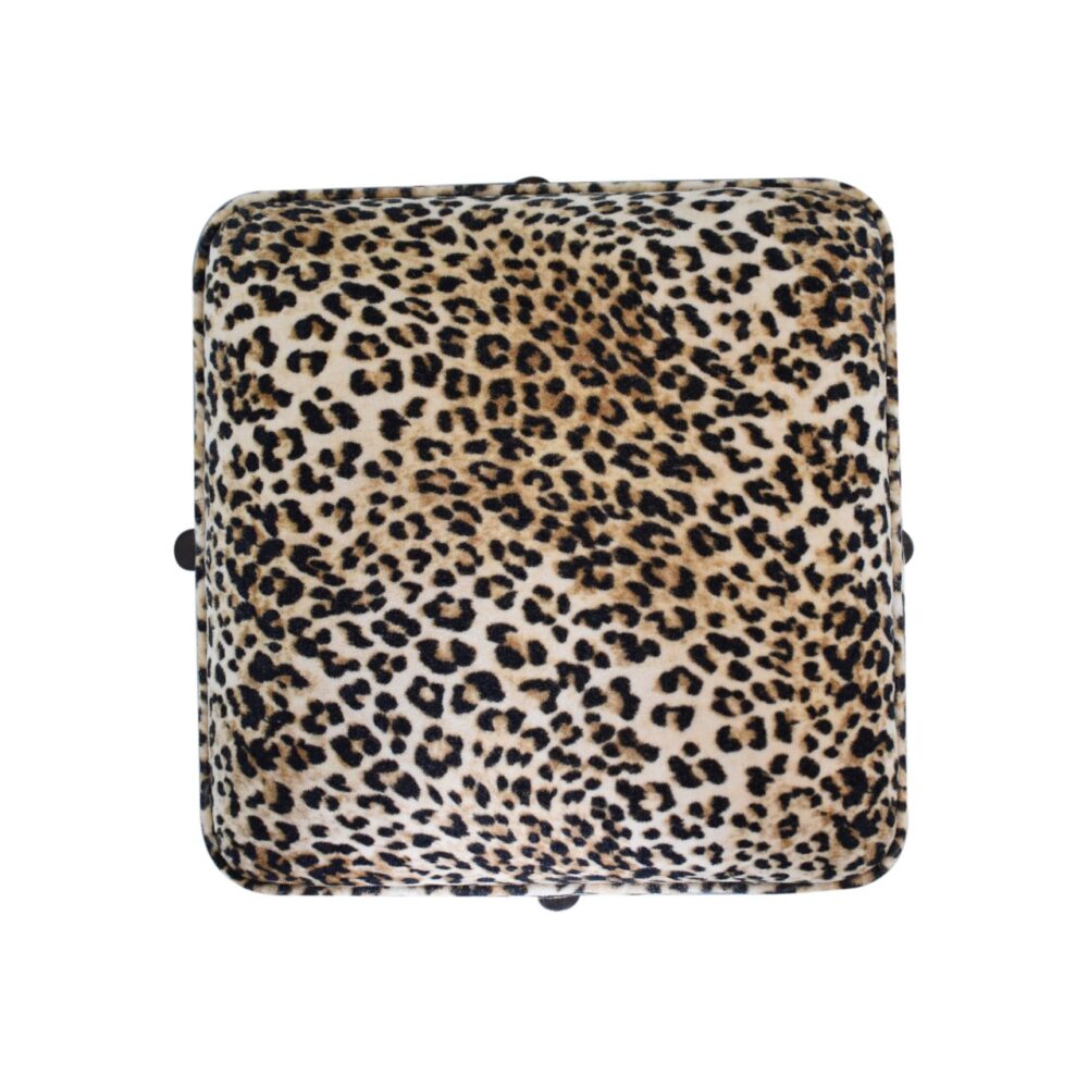 wholesale Leopard Print Footstool with Solid Wood Legs for resale