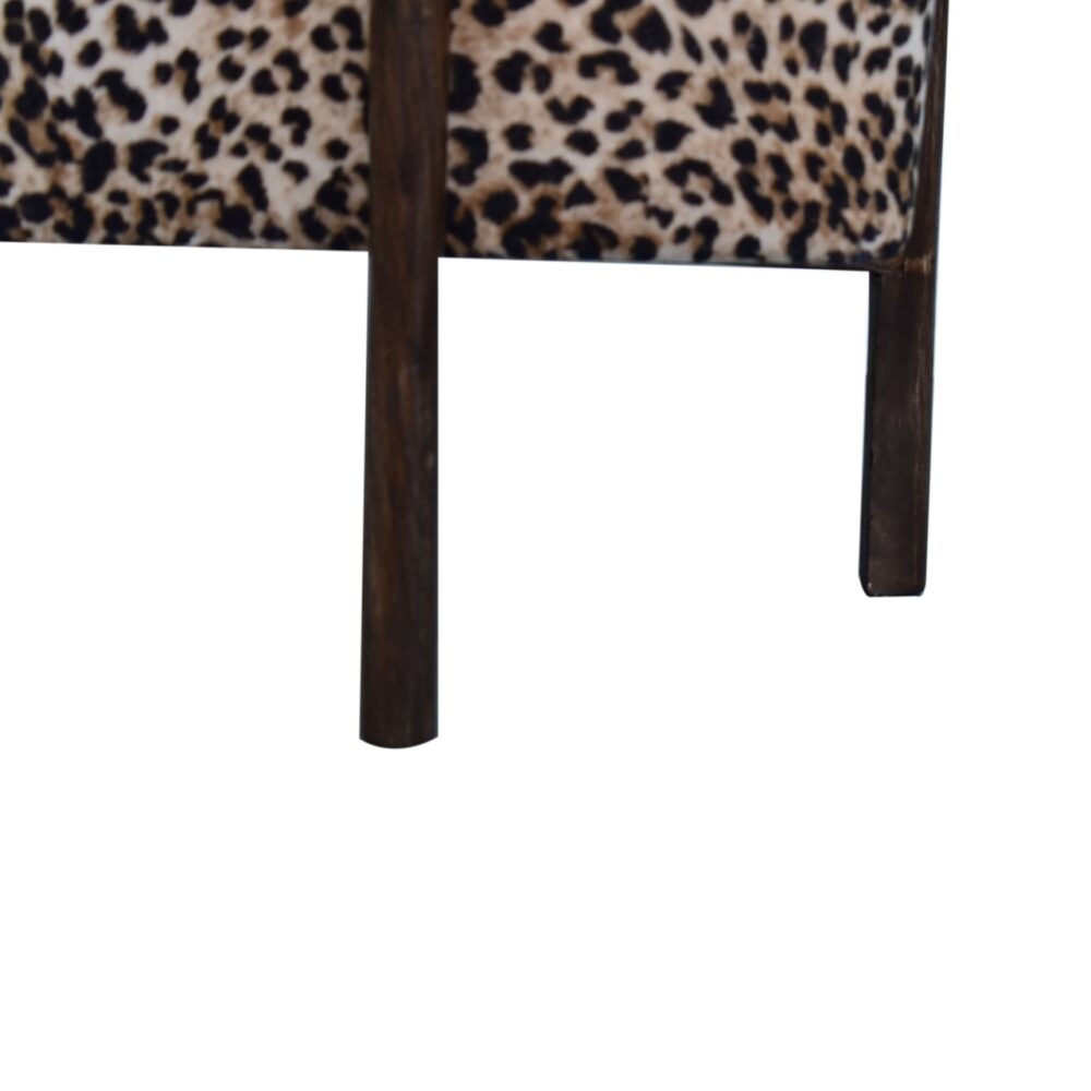 Leopard Print Footstool with Solid Wood Legs for reselling