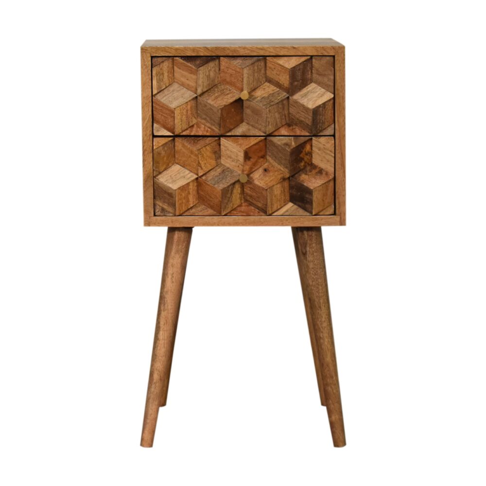 Canada Mini Cube Carved 2 Drawer Nightsand Suppliers