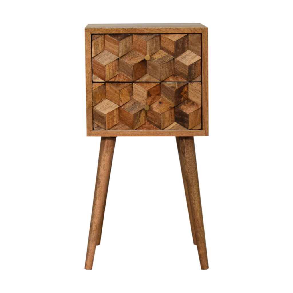 Canada Mini Cube Carved 2 Drawer Nightsand Suppliers