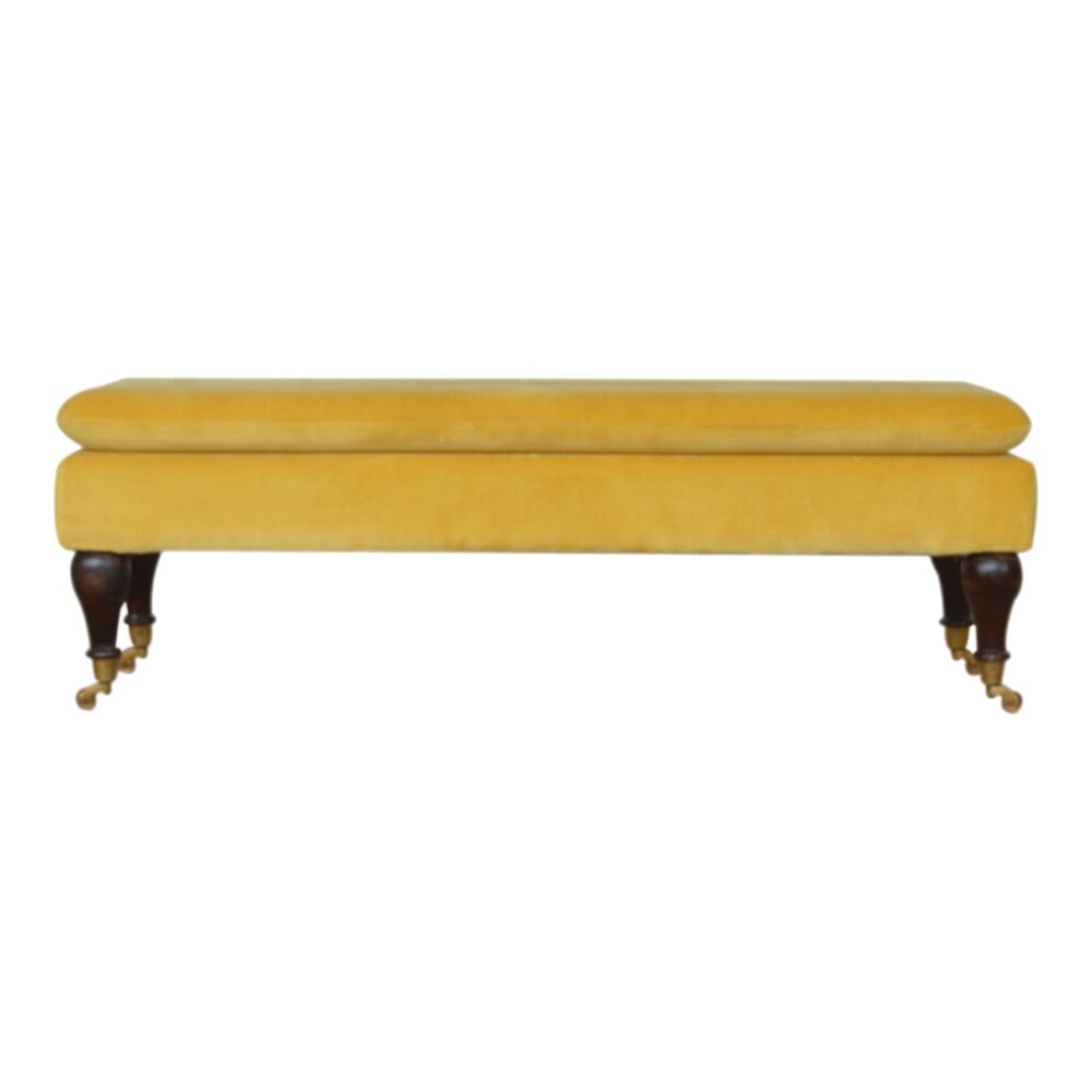 Canada Mustard Velvet Castor Bench Suppliers