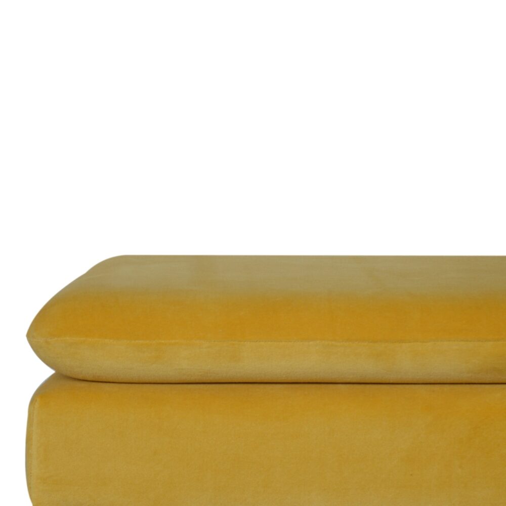 Mustard Velvet Castor Bench - Image 7
