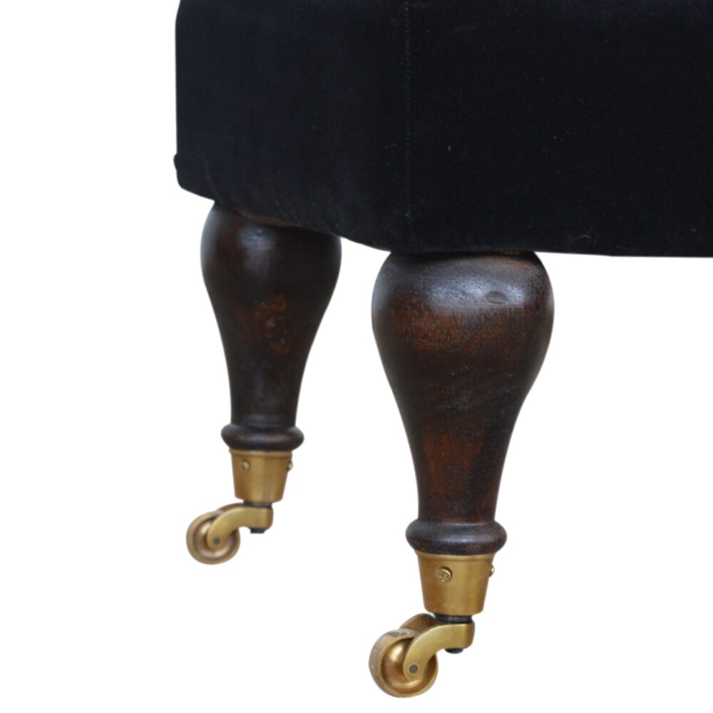 Black Velvet Castor Bench - Image 6