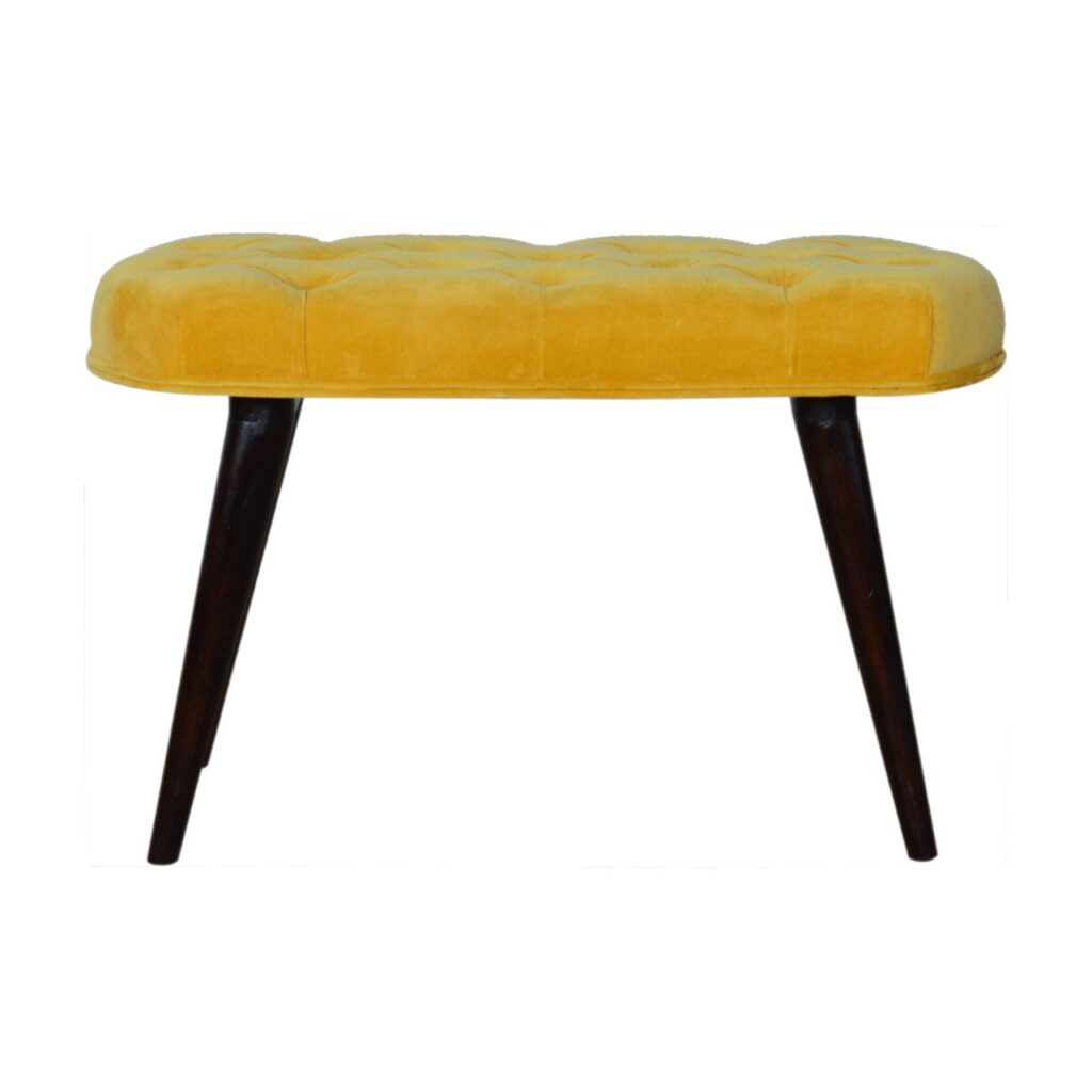 Canada Mustard Velvet Deep Button Bench Suppliers