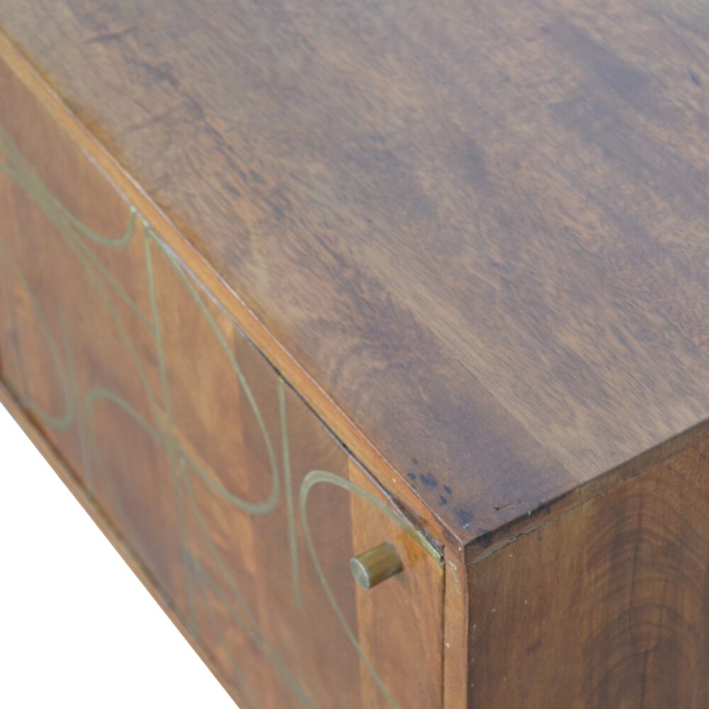 Chestnut Abstract Inlay Sideboard - Image 4