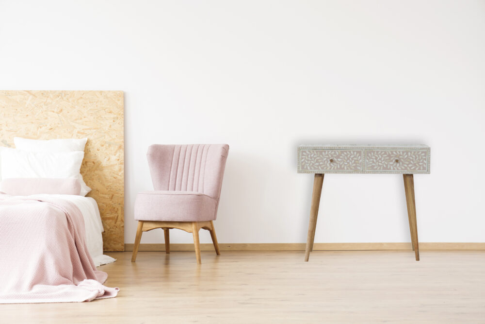 Taupe Floral Bone Console - Image 11