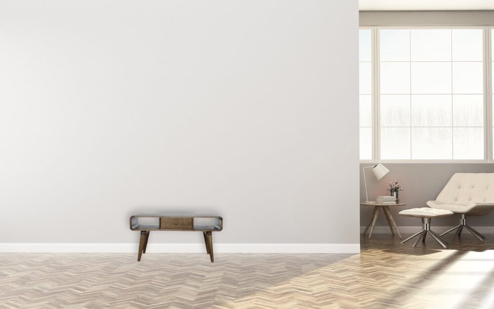 Curved Grey Washed Coffee Table - Image 11