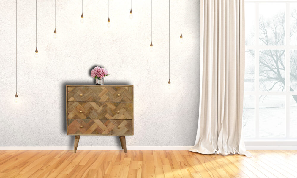 3 Drawer Zig-Zag Patterned Patchwork Chest - Image 11