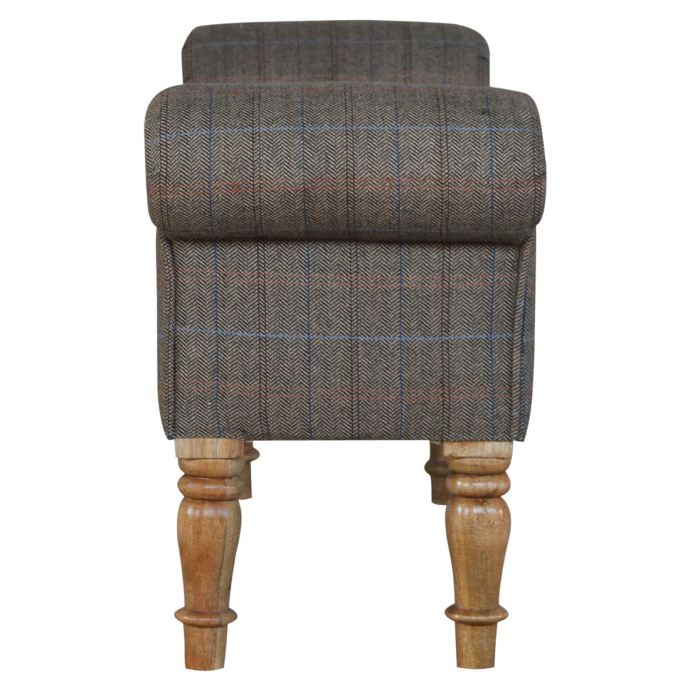 Multi Tweed Bedroom Bench with Turned Feet for wholesale