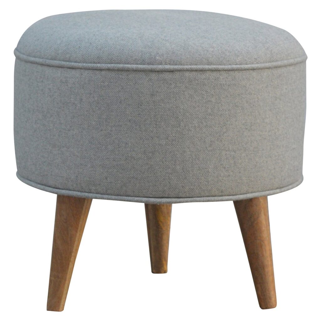 Canada Round Grey Tweed Footstool Suppliers