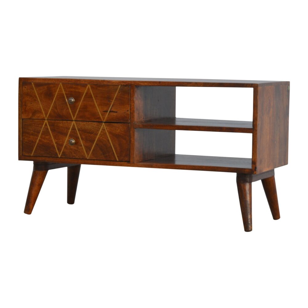 Geometric Brass Inlay Media Unit wholesalers