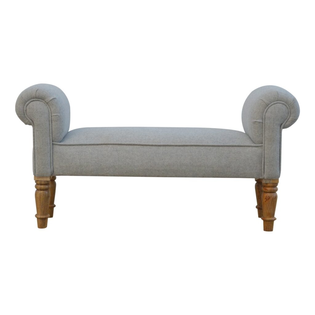 Canada Grey Tweed Bench with Turned Feet Suppliers