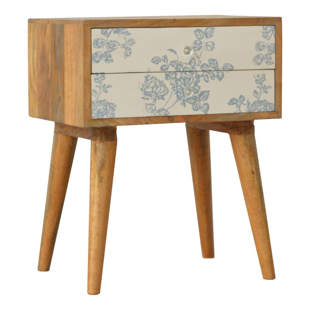 Blue Floral Screen Printed Nightsand - Image 4