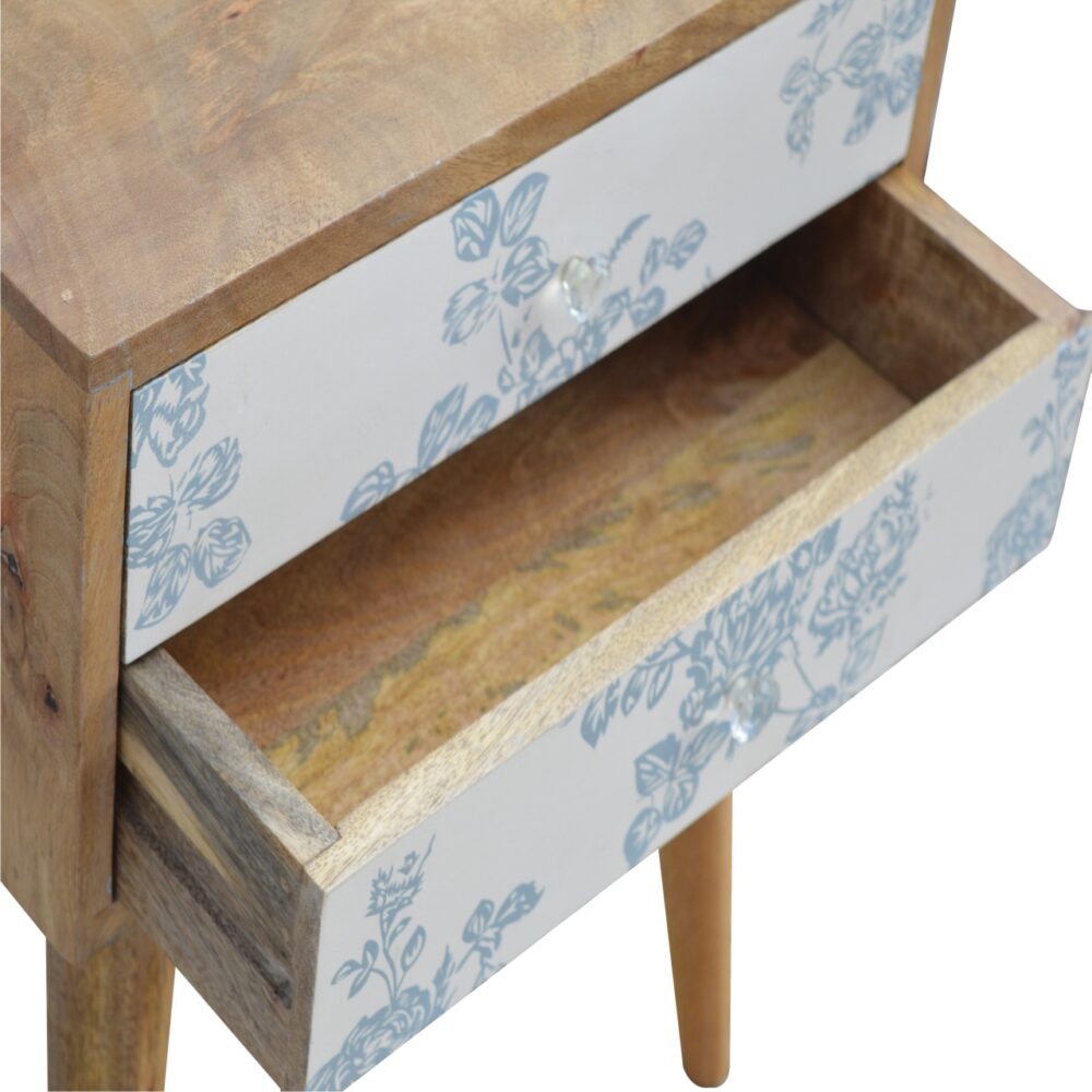 Blue Floral Screen Printed Nightsand - Image 6
