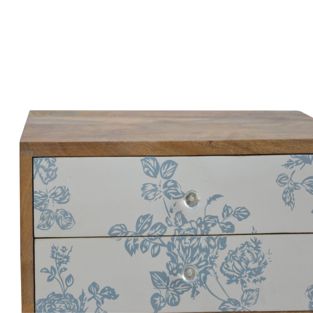 Blue Floral Screen Printed Nightsand - Image 7