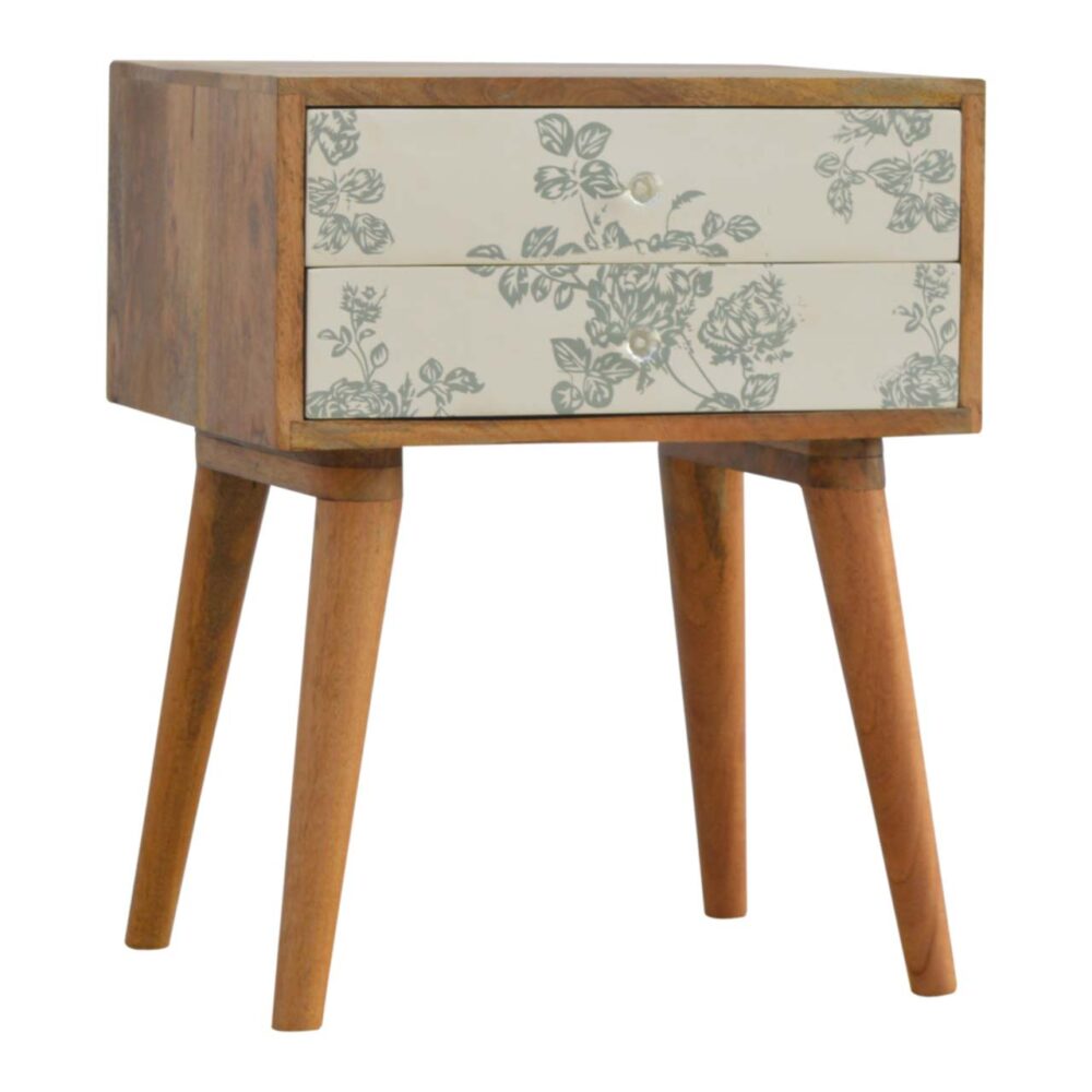 Green Floral Screen Printed Nightsand - Image 3