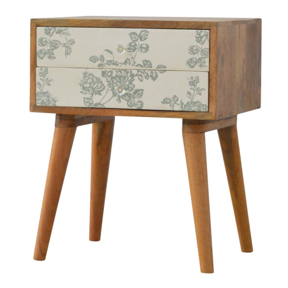 Green Floral Screen Printed Nightsand - Image 4