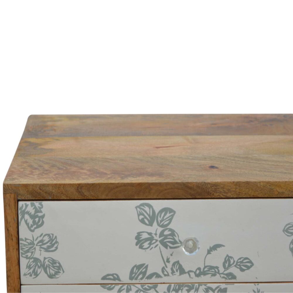 Green Floral Screen Printed Nightsand - Image 6