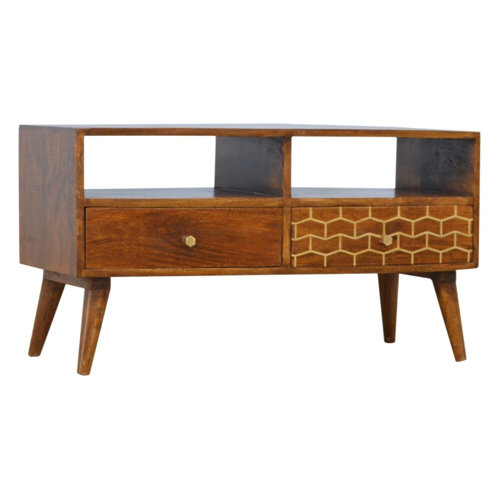 Gold Art Pattern Drawer Media Unit - Image 3