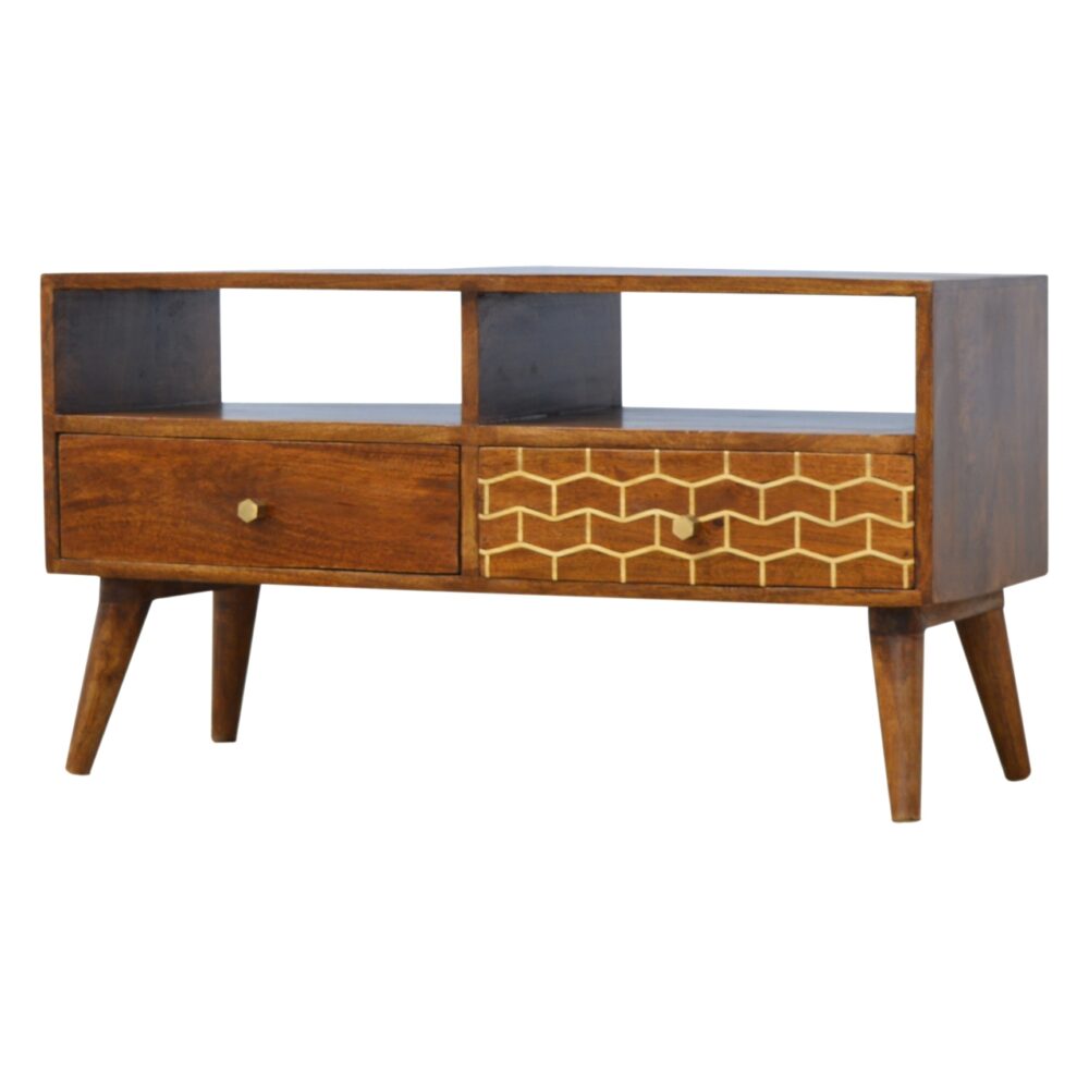 Gold Art Pattern Drawer Media Unit - Image 4