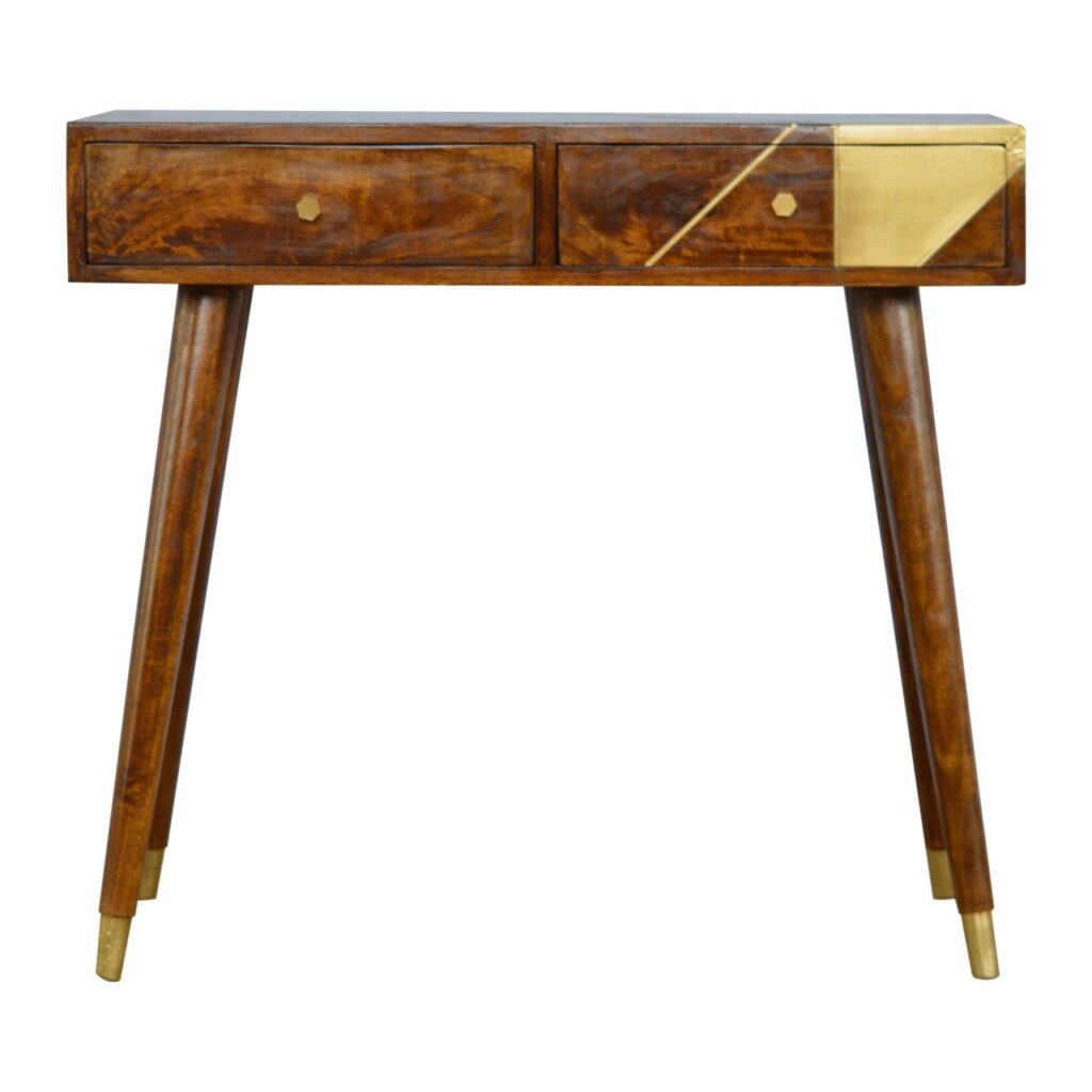Canada Gold Geo Chestnut Console Table Suppliers