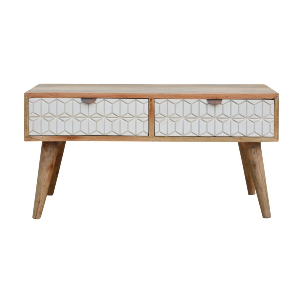 Canada Sleek White Carved Coffee Table Suppliers