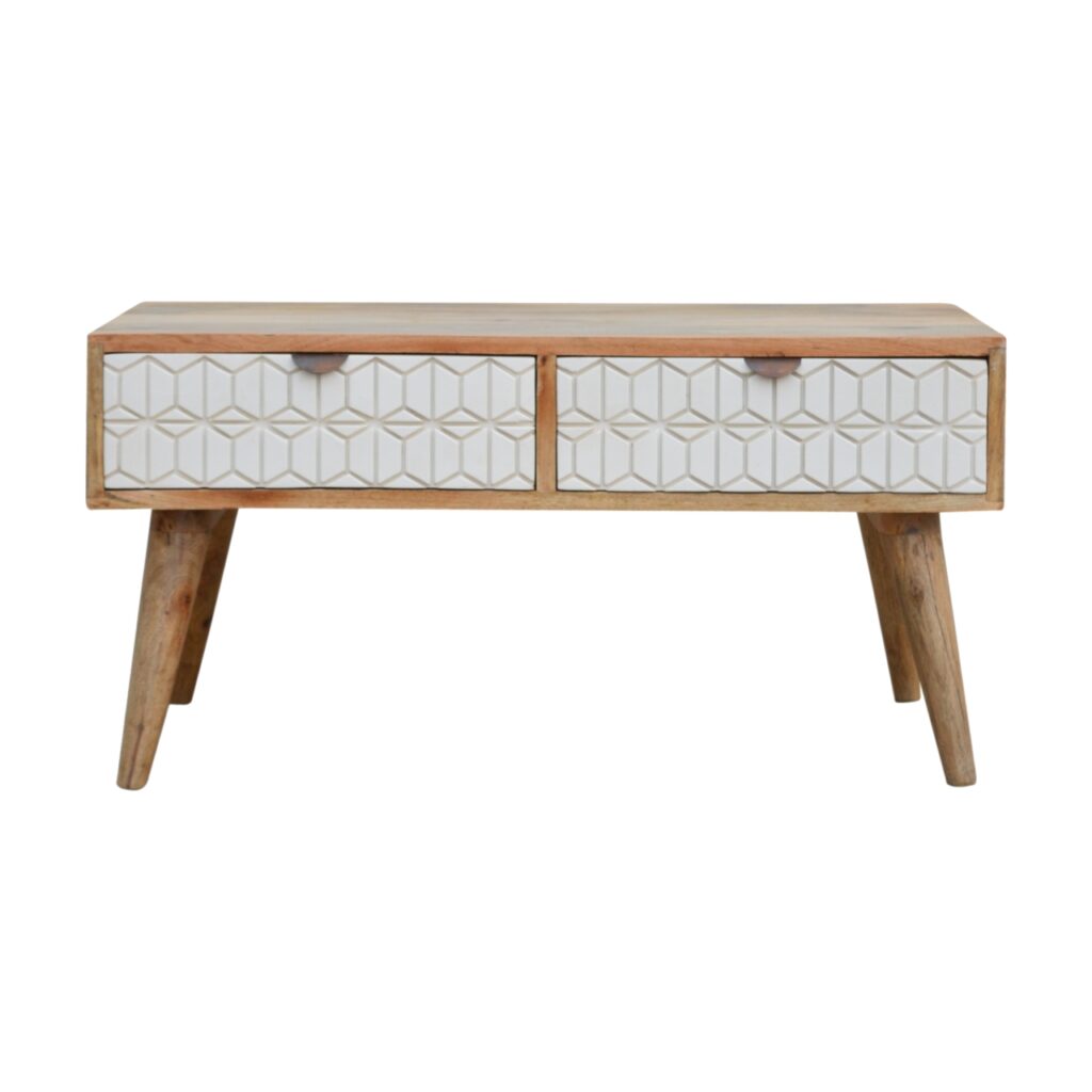 Canada Sleek White Carved Coffee Table Suppliers