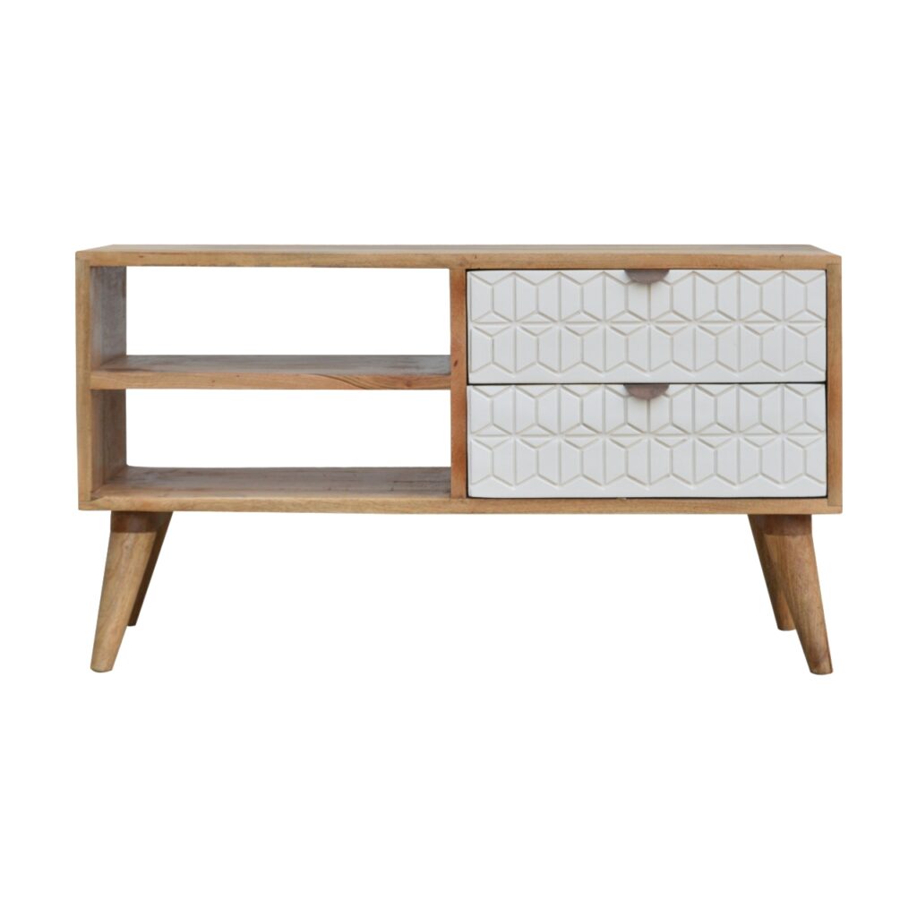 Canada Sleek White Carved Media Unit Suppliers