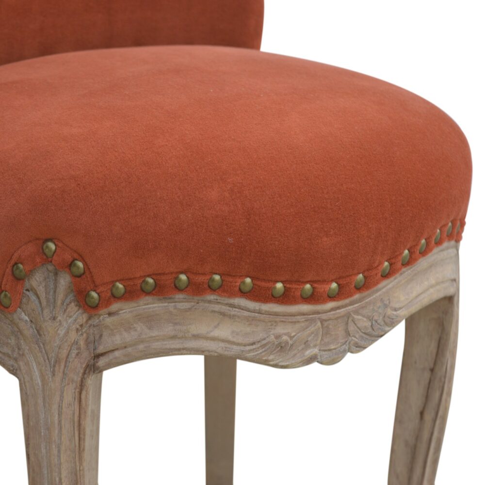 Brick Red Velvet Studded Chair - Image 6