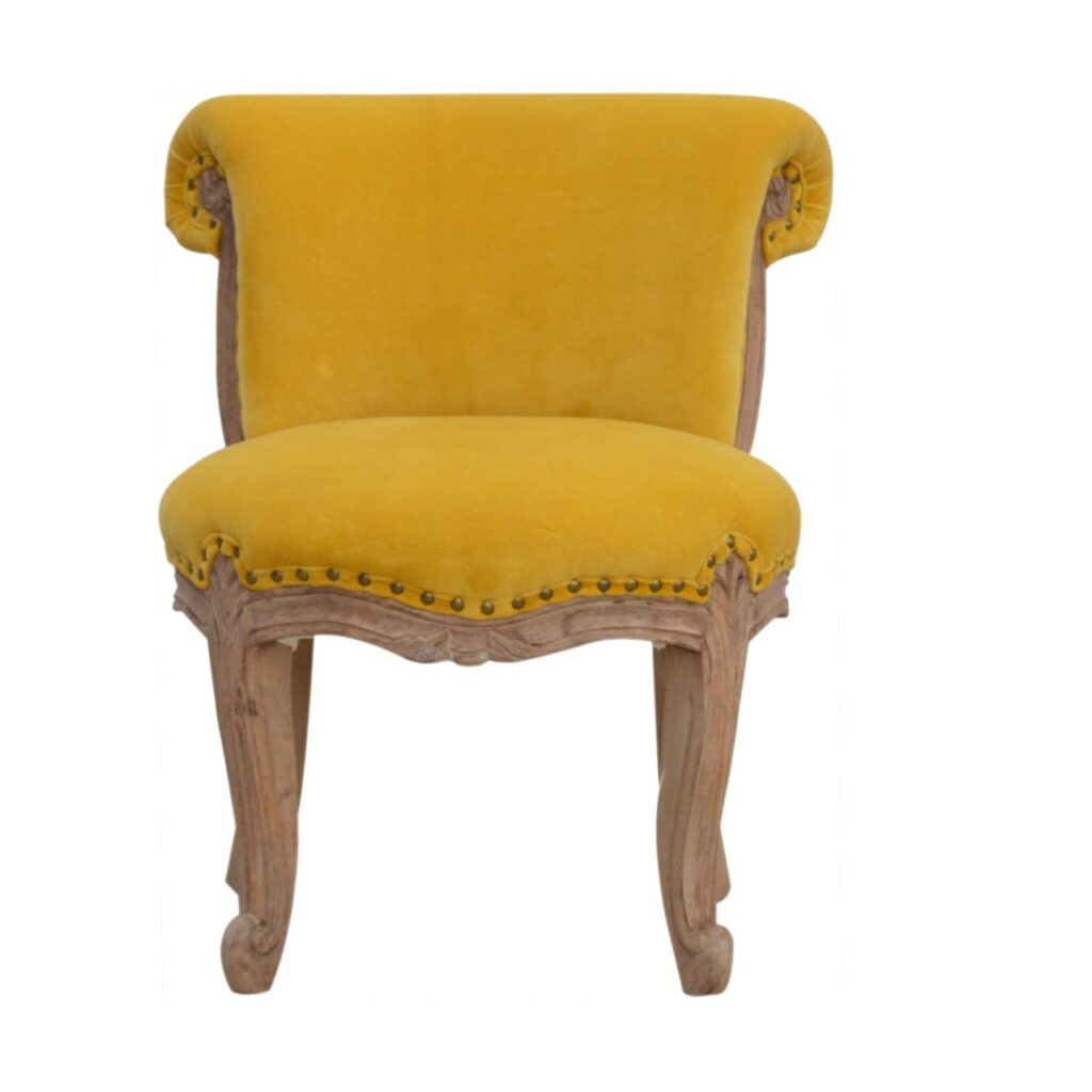 Canada Mustard Velvet Studded Chair Suppliers