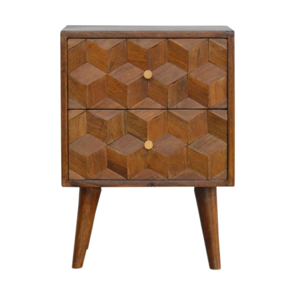 Canada Chestnut Cube Carved Nightsand Suppliers