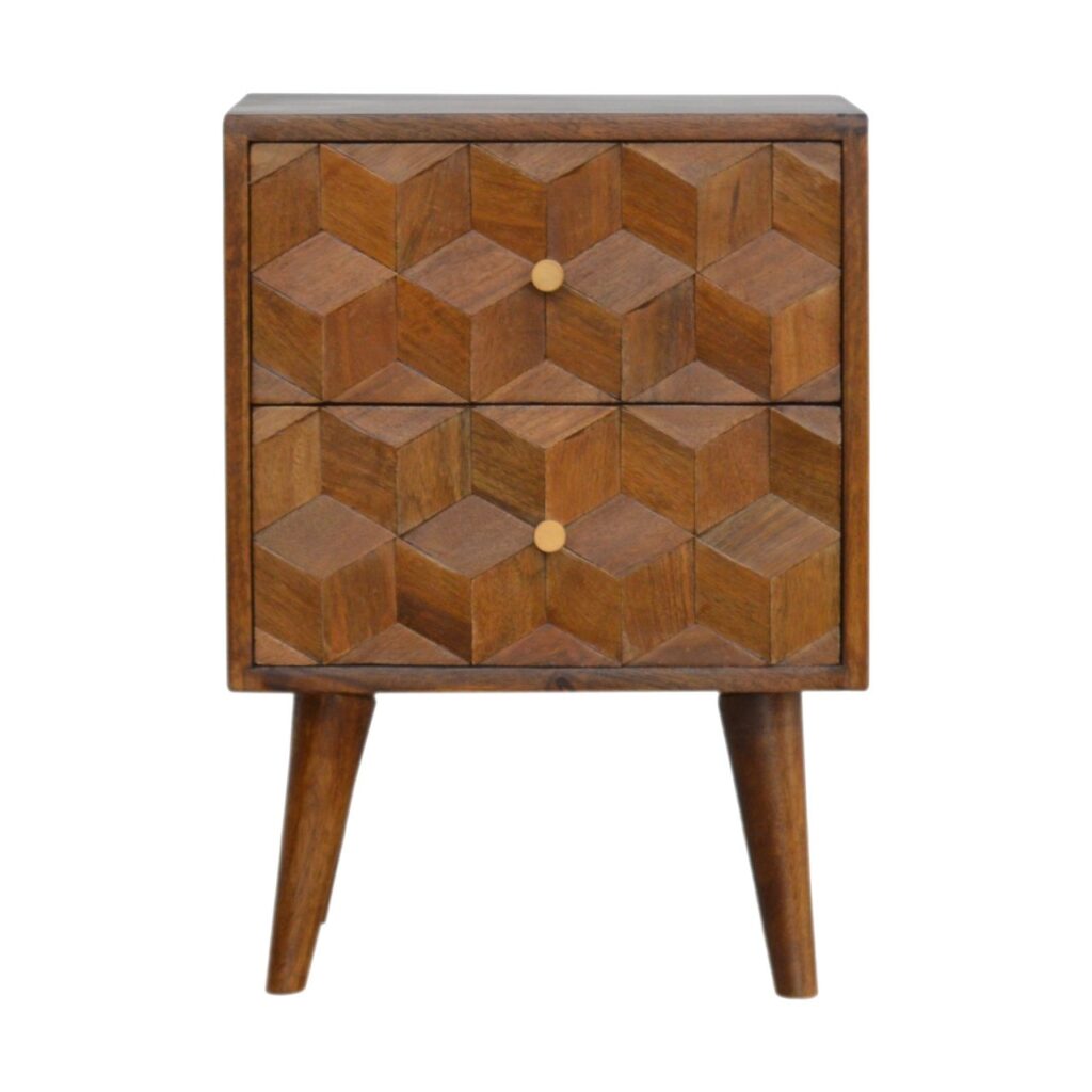 Canada Chestnut Cube Carved Nightsand Suppliers