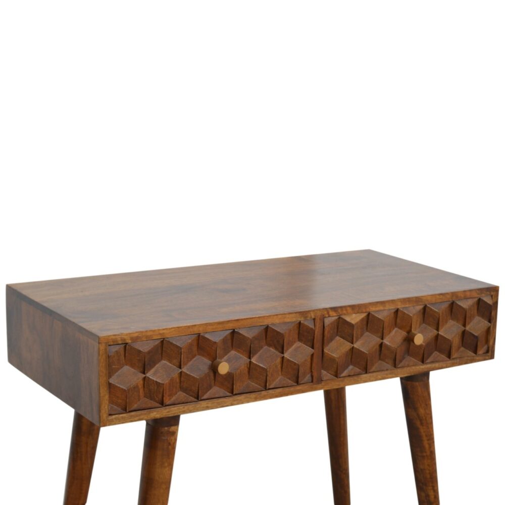 Chestnut Cube Carved Console Table dropshipping