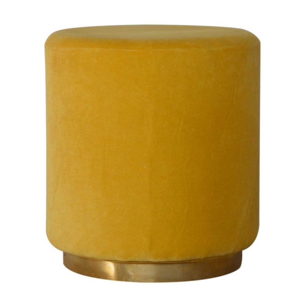 Canada IN818 - Mustard Velvet Footstool with Gold Base Suppliers
